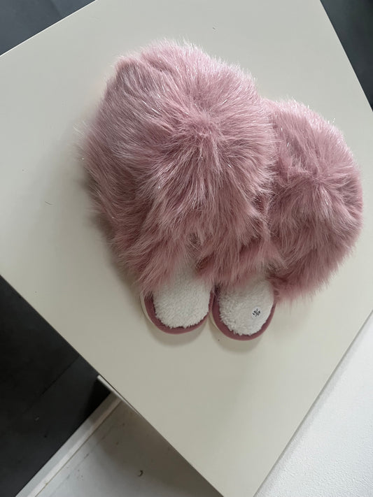 Fluffy pantoffels roze