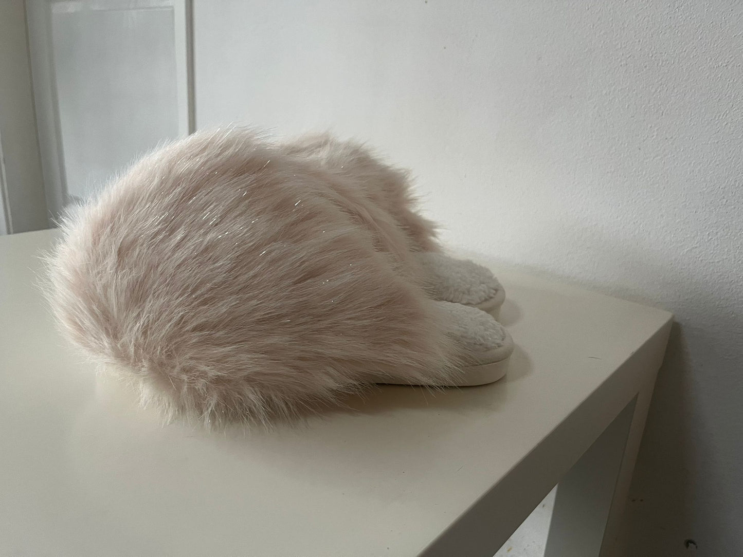 Fluffy pantoffels beige