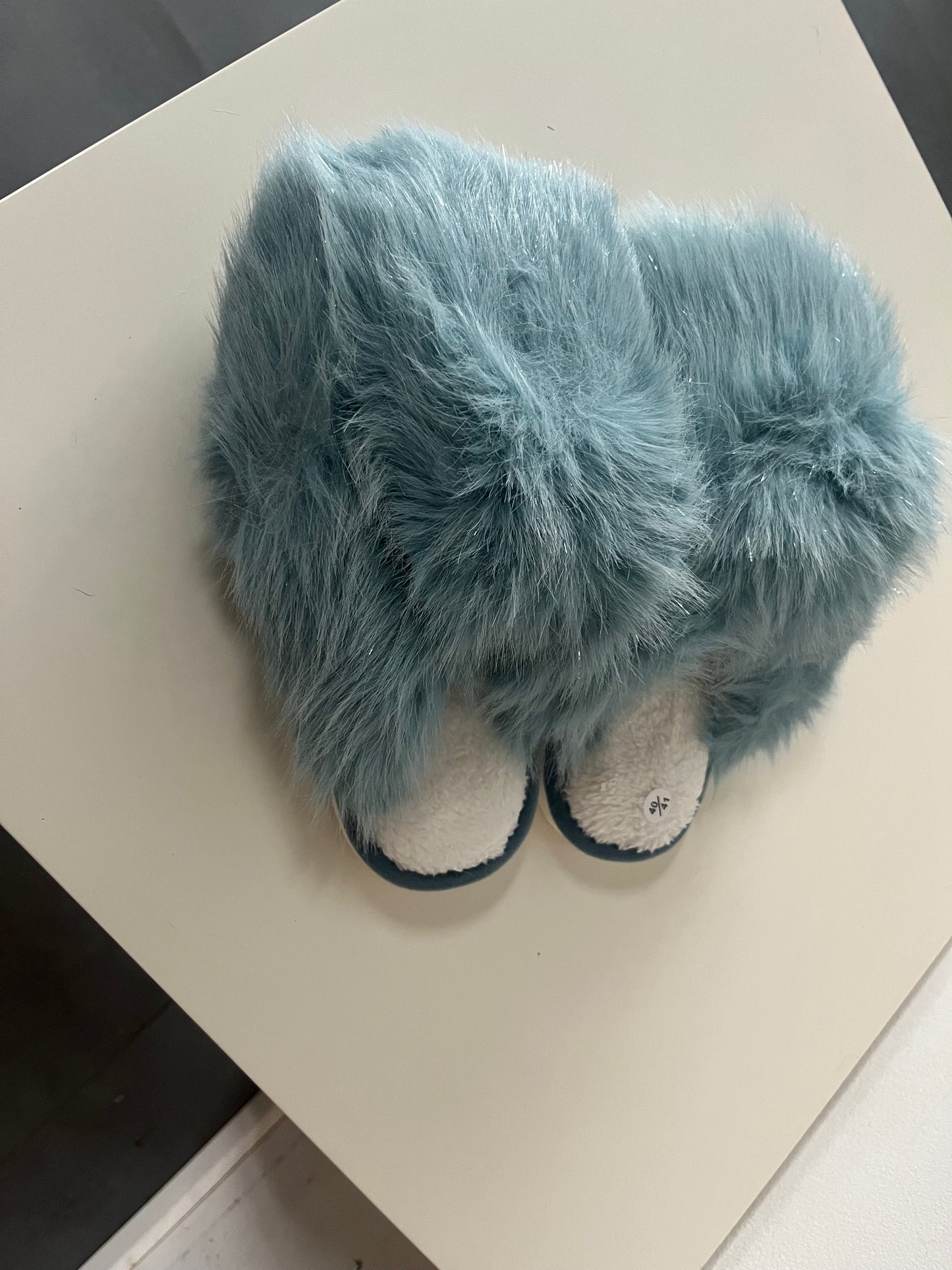 Fluffy pantoffels blauw