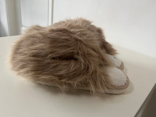 Fluffy pantoffels taupe